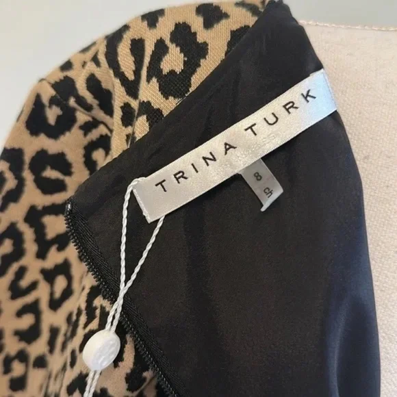 TRINA TURK, leopard print lightning dress size 8 NWT - Picture 7 of 13